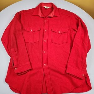 Woolrich Size 16 Red Wool Over Shirt Jacket Vintage Womens